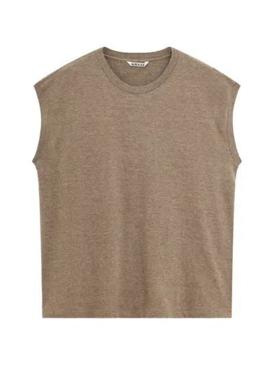 Auralee Crew Neck Sleeveless Top In Brown