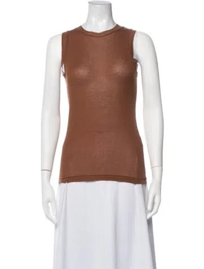 Pre-owned Auralee Crew Neck Sleeveless Top In Brown