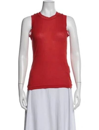 Pre-owned Auralee Crew Neck Sleeveless Top In Red