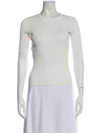 Pre-owned Auralee Crew Neck Three-quarter Sleeve Top In Neutral