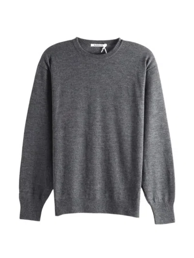 Auralee Crew-neck Long-sleeve Cashmere Sweater In Gray