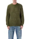 Auralee Soft Mohair Crewneck Sweater In Green