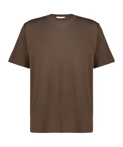 Auralee Crew-neck Short-sleeve T-shirt In Brown