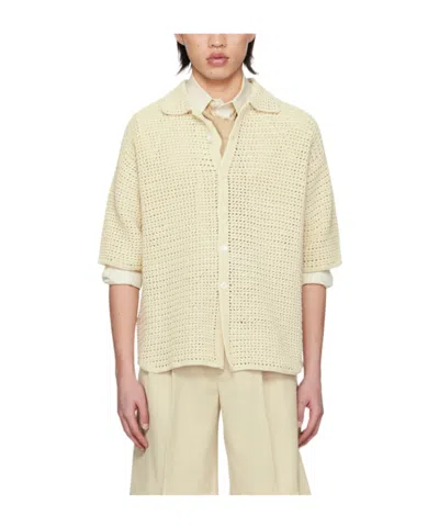 Auralee Crochet-knit Short-sleeve Shirt In Yellow