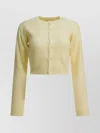 Auralee Cropped Knitwear With Long Sleeves And Ribbed Hem In Yellow