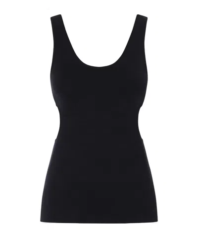 Auralee Cutout Ribbed-knit Jersey Tank In Black
