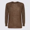 Auralee Long Sleeve Sheer Crewneck Knitwear In Brown