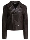 Auralee Dark Brown Lamb Leather Jacket In Brown