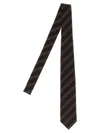 Auralee Striped Silk Tie In Brown