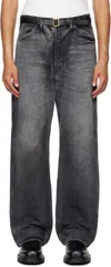 Auralee Denim Trousers With Belt Loops In Black