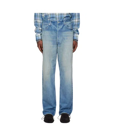 Auralee Denim Trousers With Belt Loops In Blue