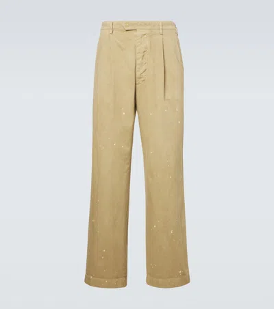 Auralee Distressed Cotton Chinos In Sand