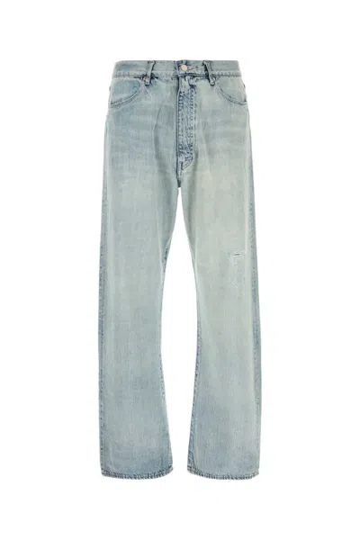 Auralee Distressed Wide-leg Denim Jeans In Blue