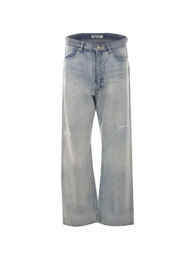 Auralee Distressed-finish Jeans In Blue