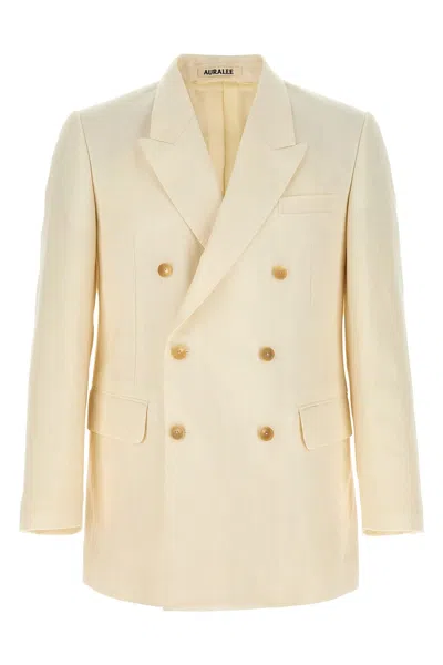 Auralee Double-breasted Blazer In Nude