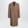 Auralee Beige Double-breasted Wool Coat Men In Brown