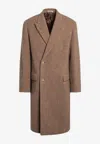Auralee Beige Double-breasted Wool Coat Men In Beige