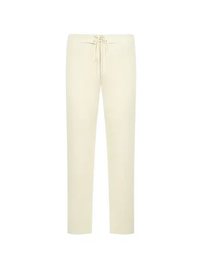 Auralee Drawstring-detail Wool Trousers In Neutral