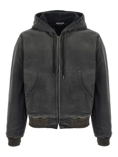 Auralee Drawstring Hoodie In Gray