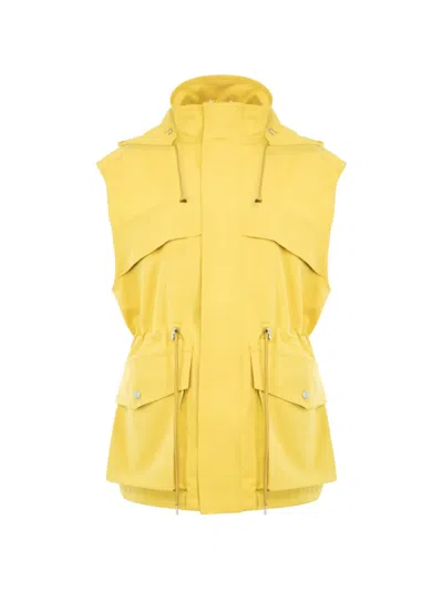 Auralee Drawstring Wool Gilet In Yellow