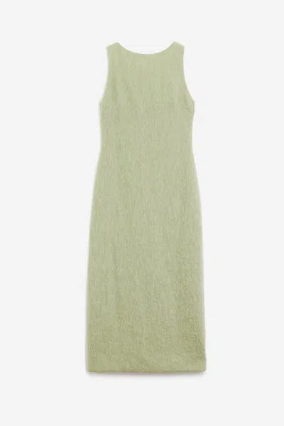 Auralee Green Brushed Mohair Shaggy Midi Dress