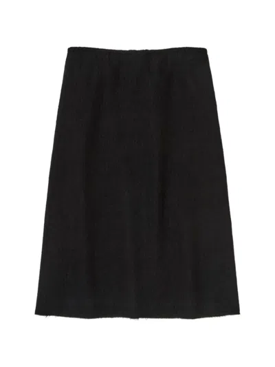 Auralee Elasticated-waistband Midi Skirt In Black