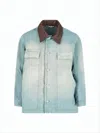 Auralee Faded Light Blue Cotton  Jacket In Blue
