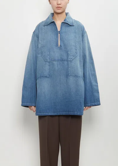 Auralee Faded Light Denim Selvedge Pullover Shirt
