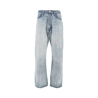 Auralee Faded Selvedge Denim Pants In Blue