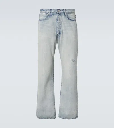 Auralee Faded Straight Jeans In Blue