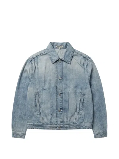Auralee Faded-effect Button-up Denim Jacket In Blue