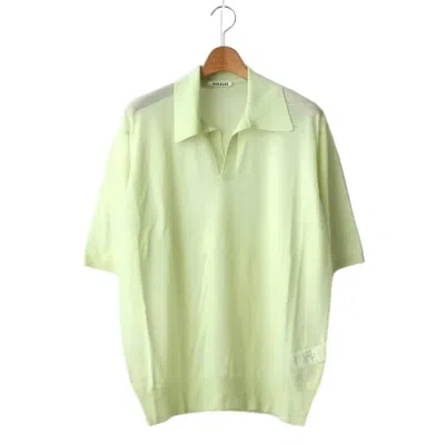 Auralee Fine Texture Knit Polo Shirt In Green