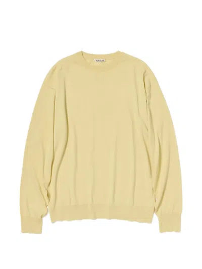 Auralee Fine-knit Cotton Sweater In Yellow
