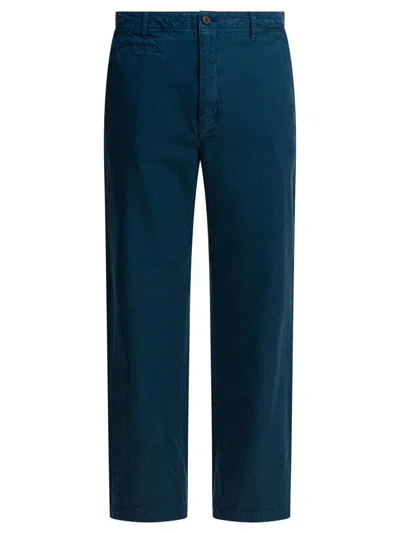 Auralee Straight-leg Cotton Trousers In Blue