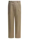 Auralee Chino Trousers With Pleated Front And Pockets In Brown