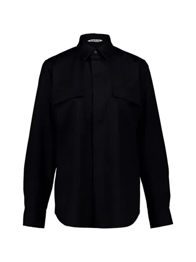 Auralee Flap-pocket Wool Shirt In Black