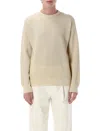Auralee Textured Rib Knit Sweater With Long Sleeves In Neutrals
