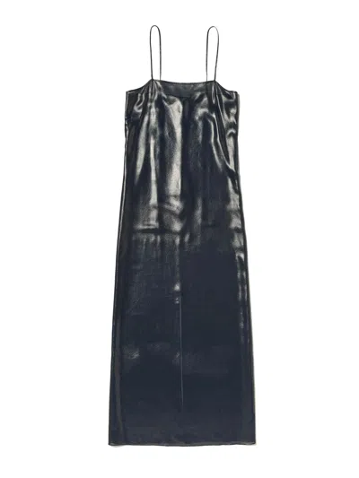 Auralee Foil Printed Dress Woman Navy