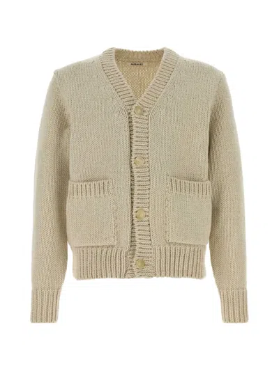 Auralee Wool Cashmere Felted Knit Cardigan In Neutral