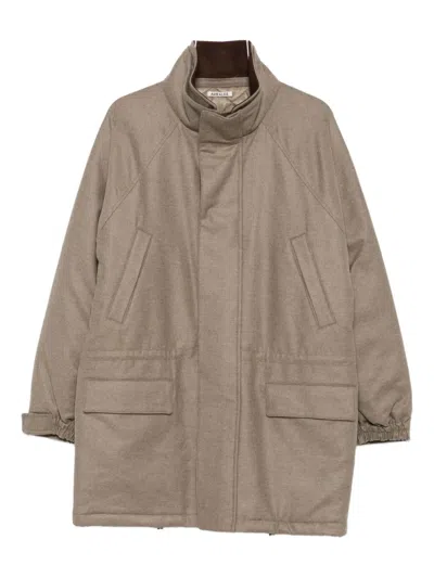 Auralee Fulling Flanellmantel In Brown