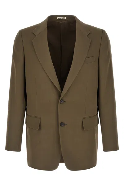 Auralee Gabardine Single-breasted Blazer In Green