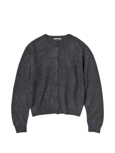 Auralee Garment-dyed Cardigan In Blue