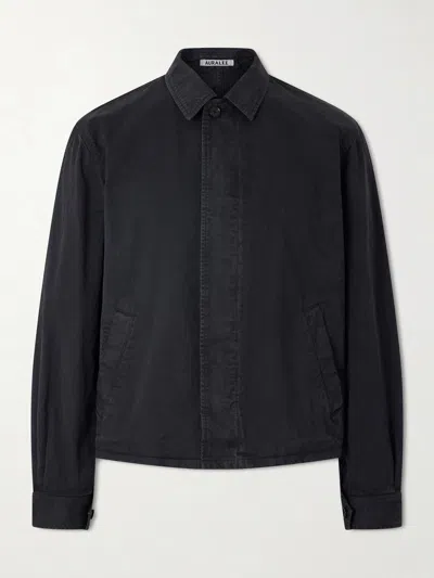 Auralee Garment-dyed Cotton-twill Blouson Jacket In Black