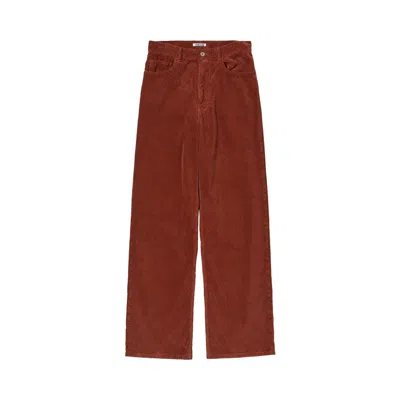 Pre-owned Auralee Garment-dyed Finx Corduroy 5p Wide Pants 'red Brown' | Women's Size 2
