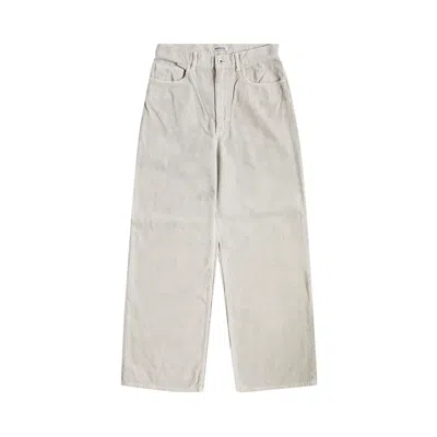 Pre-owned Auralee Garment-dyed Finx Corduroy 5p Wide Pants 'white Khaki' | Women's Size 2