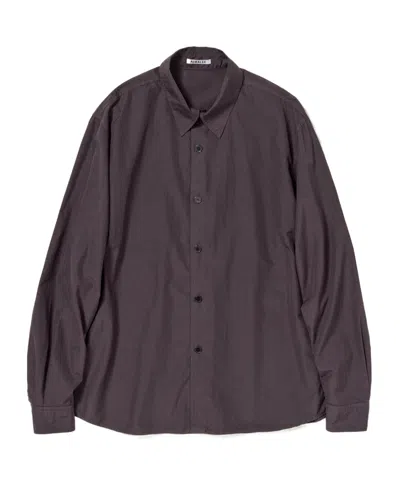 Auralee Garment-dyed Finx Shuttle Weather Shirt In Brown