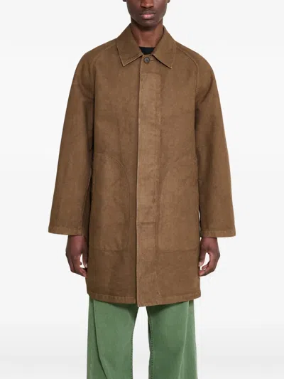 Auralee Garment-dyed Cotton-twill Coat In Brown
