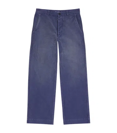 Auralee Garment-dyed Organic Cotton Trousers In Navy