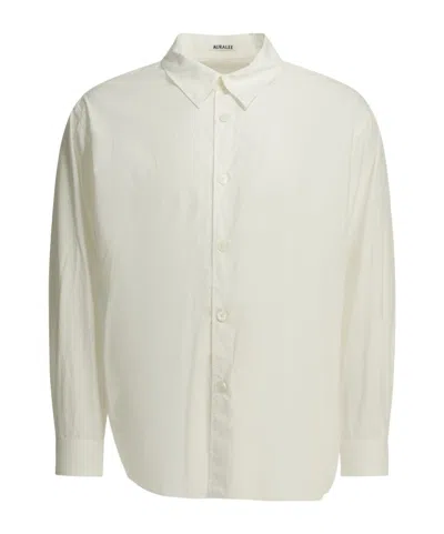 Auralee Garment-dyed Shuttle-weather Shirt In Neutral