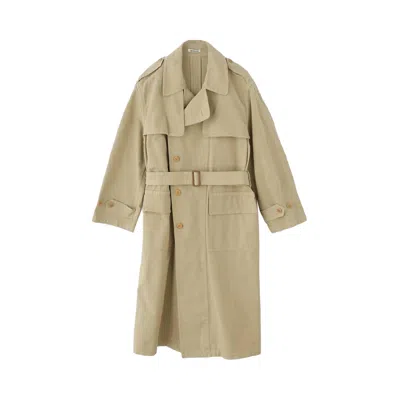 Pre-owned Auralee Garment-dyed Textured Chino Coat 'beige' | Tan | Women's Size 2 In Brown